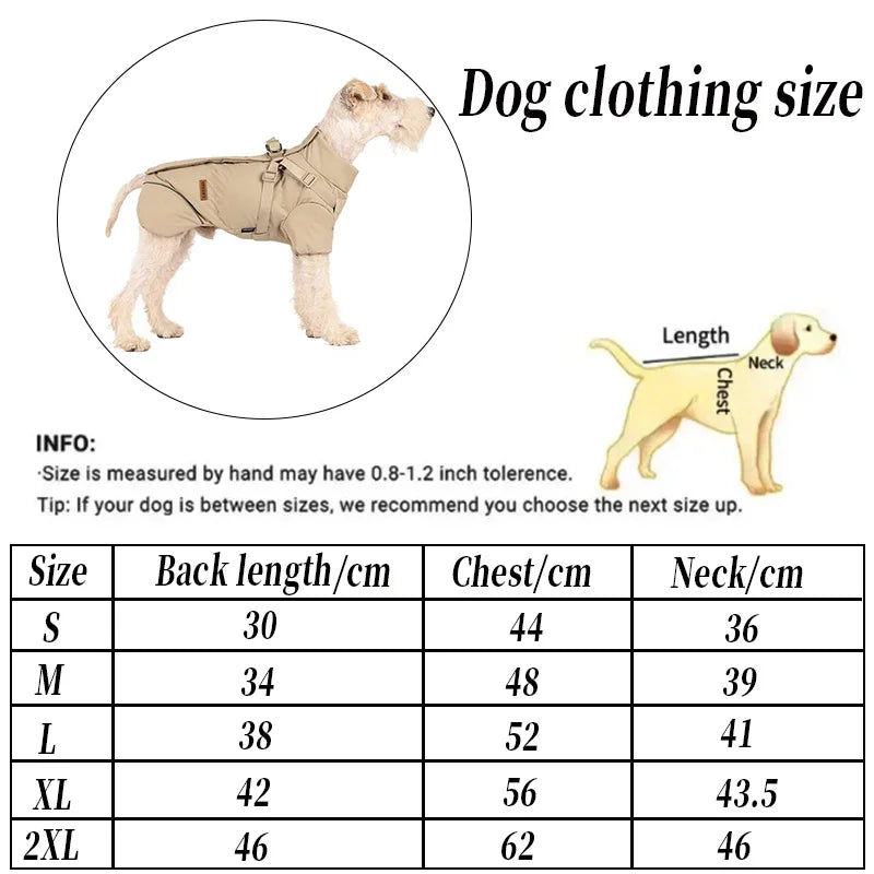 Dog Cotton Clothing Pet Keeping Warm Clothes for Autumn Winter High Necked Dog Stormcoat With Reflective Tape Waterproof Coat