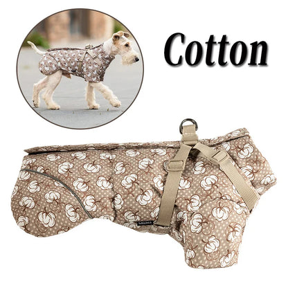 Dog Cotton Clothing Pet Keeping Warm Clothes for Autumn Winter High Necked Dog Stormcoat With Reflective Tape Waterproof Coat