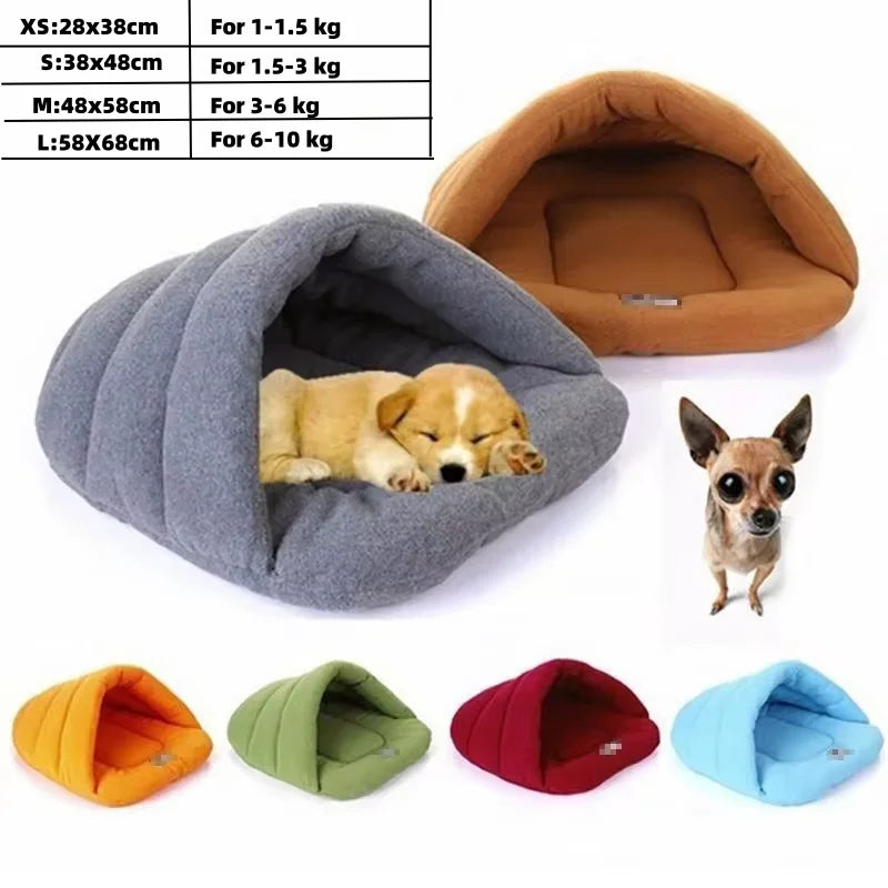 Winter Warm Pet Dog Beds Soft Polar Fleece Pets Heated Mat Small Dog Kennel House for Puppy Cats Sleeping Bags Nests Caves Beds