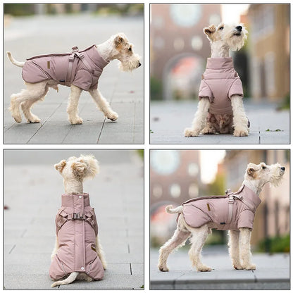 Dog Cotton Clothing Pet Keeping Warm Clothes for Autumn Winter High Necked Dog Stormcoat With Reflective Tape Waterproof Coat
