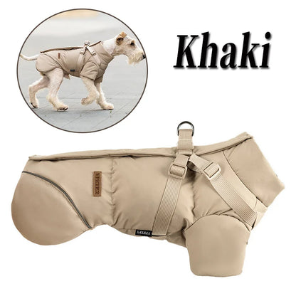 Dog Cotton Clothing Pet Keeping Warm Clothes for Autumn Winter High Necked Dog Stormcoat With Reflective Tape Waterproof Coat